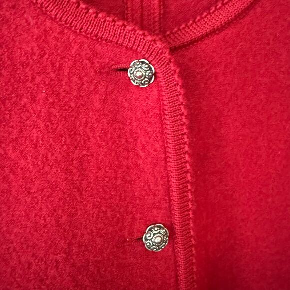Vintage Geiger of Austria Boiled Wool Cardigan Sweater Red S/M Christmas Classic - Picture 8 of 16